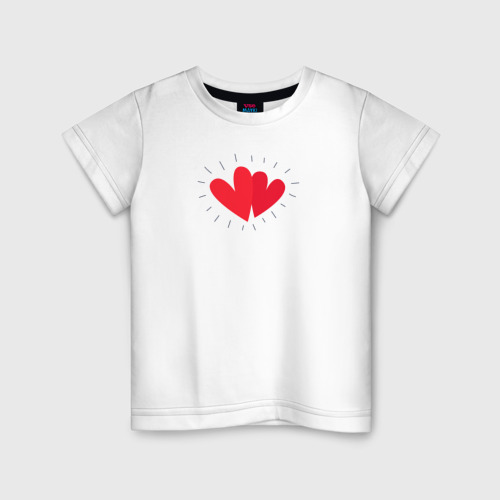 Детская футболка хлопок с принтом Влюбленные сердца, вид спереди #2