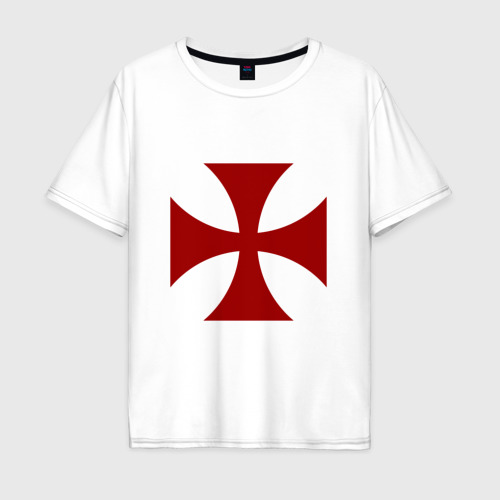 Мужская футболка хлопок Oversize Крест рыцарей тамплиеров, цвет белый