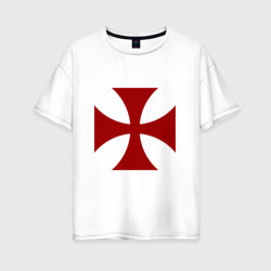 Женская футболка хлопок Oversize Крест рыцарей тамплиеров