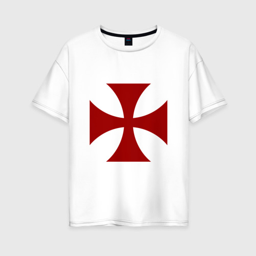 Женская футболка хлопок Oversize Крест рыцарей тамплиеров, цвет белый