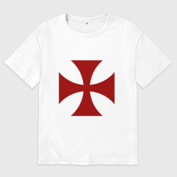 Женская футболка хлопок Oversize Крест рыцарей тамплиеров