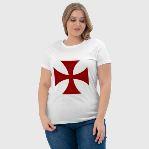 Женская футболка хлопок с принтом Крест рыцарей тамплиеров, фото #4