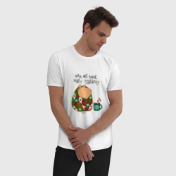 Мужская пижама с белой футболкой хлопок Капибара: как же мне идет одеяло - фото 2