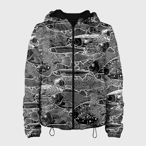 Женская куртка 3D Экзотические рыбы и кораллы, цвет черный