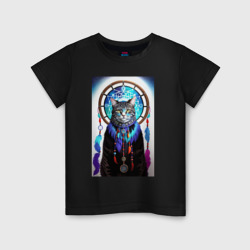 Детская футболка хлопок Кот шаман, ловец снов
