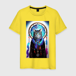 Кот шаман, ловец снов – Мужская футболка хлопок с принтом купить со скидкой в -20%
