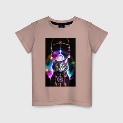 Детская футболка хлопок Кот шаман и ловец снов 