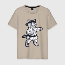 Котик каратист – Мужская футболка хлопок с принтом купить со скидкой в -20%