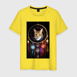 Кот шаман, ловец снов 6 – Мужская футболка хлопок с принтом купить со скидкой в -20%