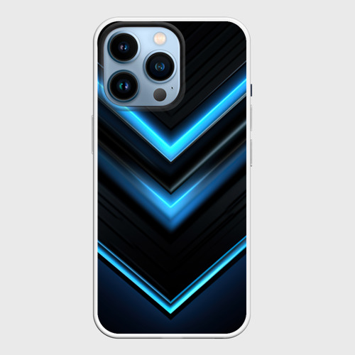 Чехол для iPhone 14 Pro с принтом Галактическая абстракция синяя, вид спереди №1