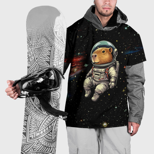 Накидка на куртку 3D Капибара бравый космонавт - фантазия, цвет 3D печать