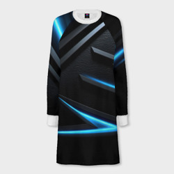 Черный и синий фон  с абстракцией  – Женское платье-свитшот 3D с принтом купить