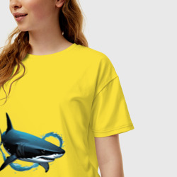 Женская футболка хлопок Oversize Акула портрет - фото 2