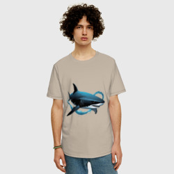 Мужская футболка хлопок Oversize Акула портрет - фото 2