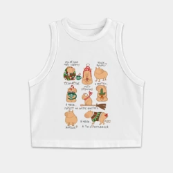 Женская укороченная майка-топ хлопок Капибары зимой