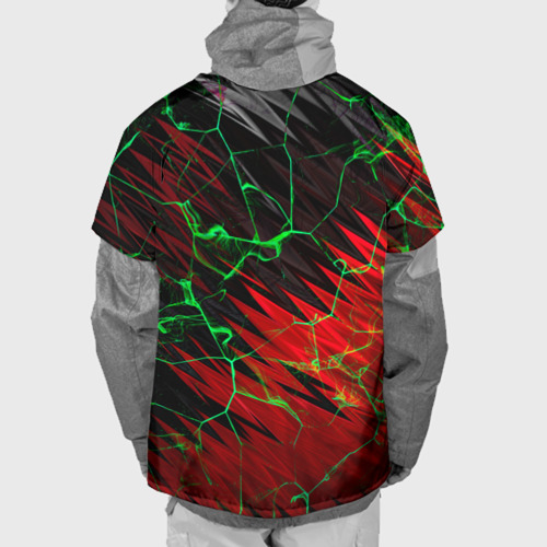 Накидка на куртку 3D Зелёные трещины узоры , цвет 3D печать - фото 2