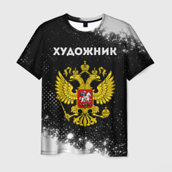 Мужская футболка 3D Художник из России и герб РФ