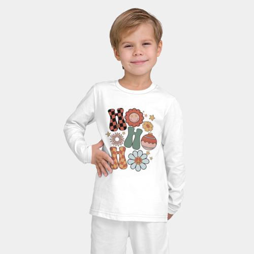Детская пижама с лонгсливом хлопок с принтом Новогодний позитив, фото на моделе #1