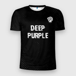 Мужская футболка 3D Slim Deep Purple glitch на темном фоне посередине