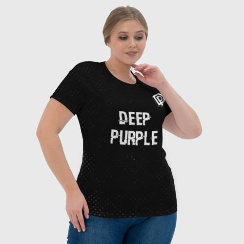 Женская футболка 3D Deep Purple glitch на темном фоне посередине, цвет 3D печать - фото 6