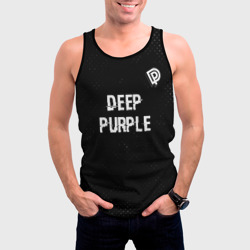 Мужская майка 3D Deep Purple glitch на темном фоне посередине - фото 2