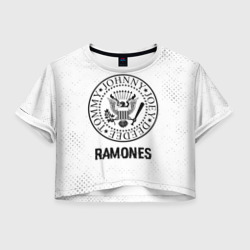 Женская футболка Crop-top 3D Ramones glitch на светлом фоне