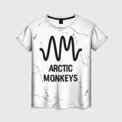 Женская футболка 3D Arctic Monkeys glitch на светлом фоне