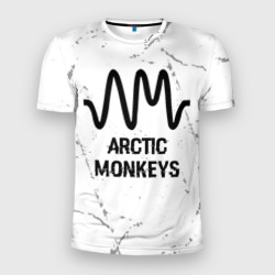 Мужская футболка 3D Slim Arctic Monkeys glitch на светлом фоне