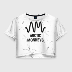 Женская футболка Crop-top 3D Arctic Monkeys glitch на светлом фоне