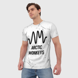 Мужская футболка 3D Arctic Monkeys glitch на светлом фоне - фото 2