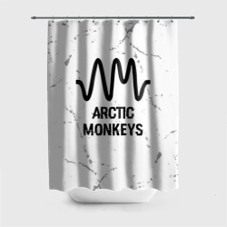 Штора 3D для ванной Arctic Monkeys glitch на светлом фоне