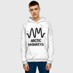 Мужская толстовка 3D Arctic Monkeys glitch на светлом фоне - фото 2