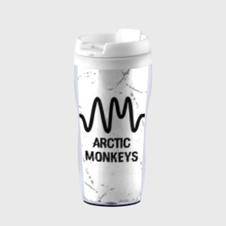 Термокружка-непроливайка Arctic Monkeys glitch на светлом фоне