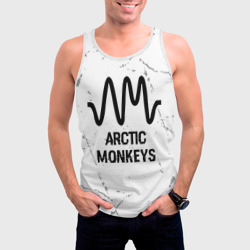 Мужская майка 3D Arctic Monkeys glitch на светлом фоне - фото 2