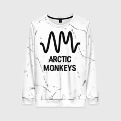 Женский свитшот 3D Arctic Monkeys glitch на светлом фоне