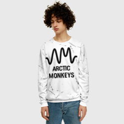 Мужской свитшот 3D Arctic Monkeys glitch на светлом фоне - фото 2