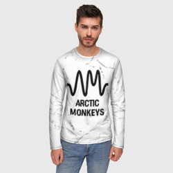 Мужской лонгслив 3D Arctic Monkeys glitch на светлом фоне - фото 2