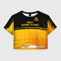 Женская футболка Crop-top 3D Thirty Seconds to Mars - gold gradient посередине