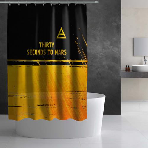 Штора 3D для ванной Thirty Seconds to Mars - gold gradient посередине - фото 3