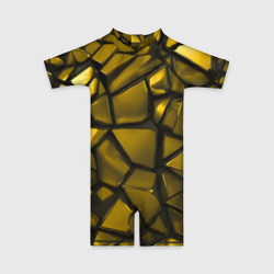 Золотые хромированные осколки – Детский купальный костюм 3D с принтом купить