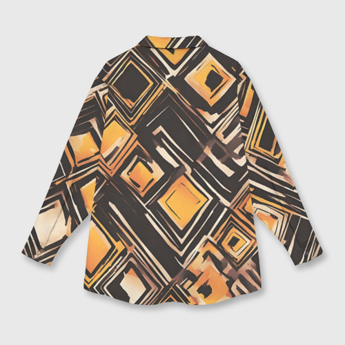 Женская рубашка oversize 3D с принтом Жёлтые ромбы и линии, вид сзади #1