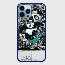 Скейтбордист панда на фоне граффити – Чехол для iPhone 14 Pro Max с принтом купить