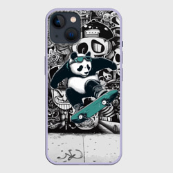 Скейтбордист панда на фоне граффити – Чехол для iPhone 14 с принтом купить
