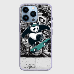 Скейтбордист панда на фоне граффити – Чехол для iPhone 14 Pro с принтом купить
