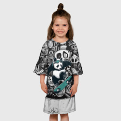 Детское платье 3D Скейтбордист панда на фоне граффити - фото 2