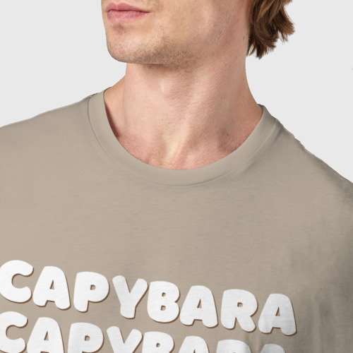 Мужская футболка хлопок с принтом Капибара на буквах, фото #4