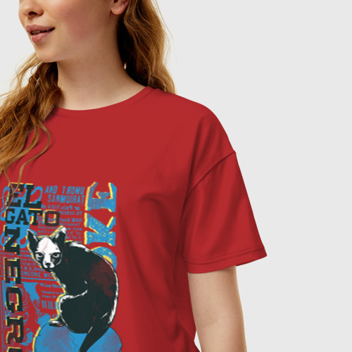 Женская футболка хлопок Oversize El gato negro, цвет красный - фото 3