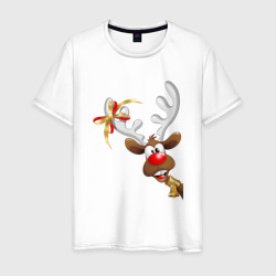 Мужская футболка хлопок Праздничный  олень 