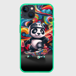 Панда - крутой скейтбордист на фоне граффити – Чехол для iPhone 14 Plus с принтом купить