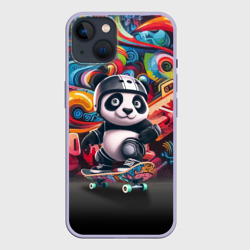 Панда - крутой скейтбордист на фоне граффити – Чехол для iPhone 14 с принтом купить